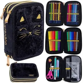 piornik-szkolny-trzykomorowy-z-wyposazeniem-astra-fluffy-kitty-czarny-plusz