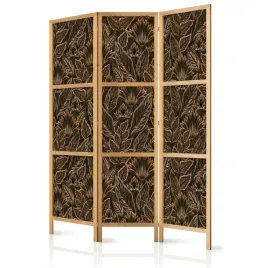 parawan-japonski-panelowy-3-czesci-brazowe-liscie-rosliny-vintage-135x172