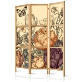 parawan-japonski-panelowy-3-czesci-polne-tulipany-motyle-styl-retro-135x172