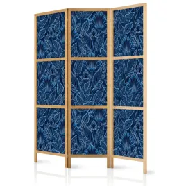 parawan-japonski-panelowy-3-czesci-niebieskie-liscie-rosliny-boho-135x172