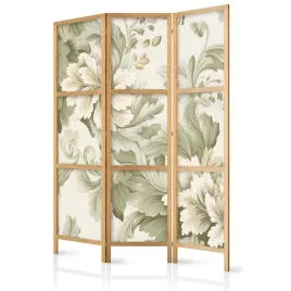 parawan-japonski-panelowy-3-czesci-kremowe-kwiaty-liscie-styl-retro-135x172