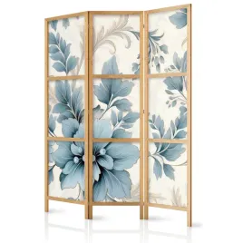 parawan-japonski-panelowy-3-czesci-niebieskie-kwiaty-liscie-vintage-135x172
