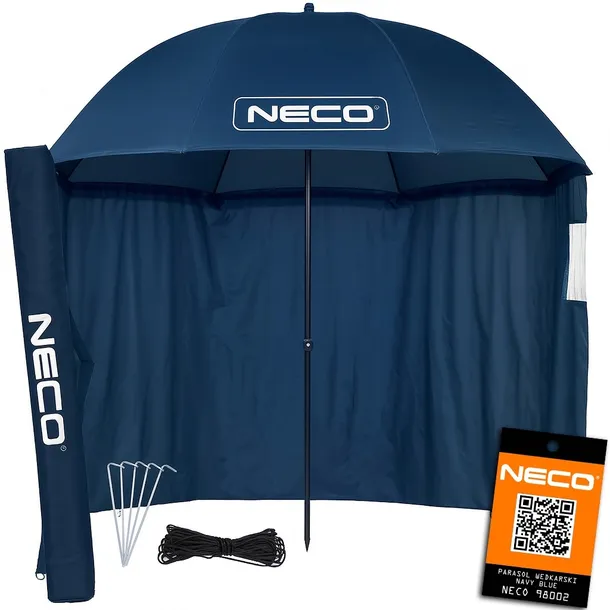 PARASOL NAMIOT WĘDKARSKI WODOSZCZELNY DUŻY Z OSŁONĄ 220CM NECO NIEBIESKI