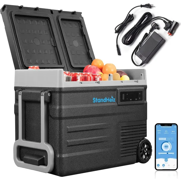 LODÓWKA NA KOŁACH DWIE KOMORY 60L KOMPRESOROWA 12V 24V 230V STANDHEIZ TIR