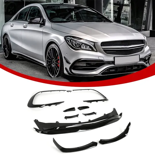 MERCEDES CLA A45 C117 W117 SPLITTERY KOMPLET BODYKIT LOTKA CZARNY POŁYSK