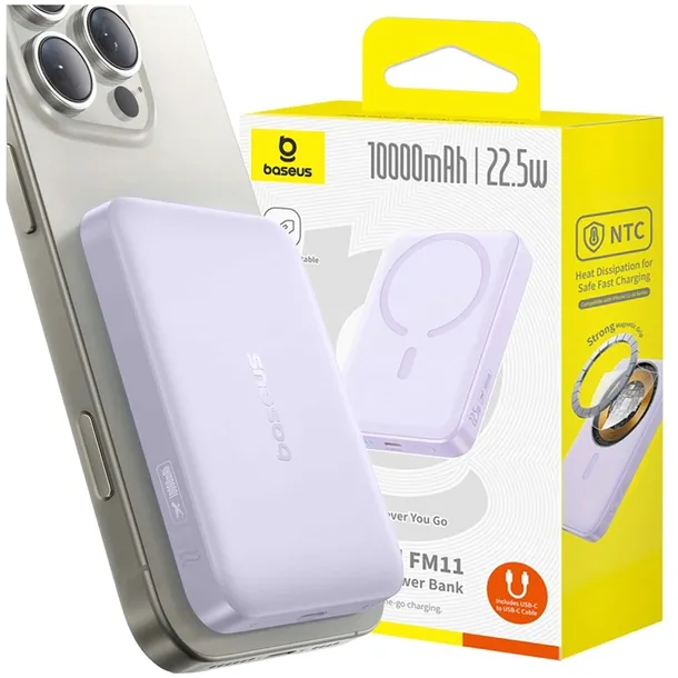 POWERBANK BASEUS 10000 mAh 22,5W INDUKCYJNY MAGNETYCZNY MAGSAFE KABEL USB-C