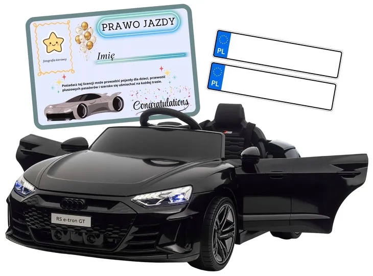 Auto na akumulator pilot skóra EVA 4 MOCNE silniki AUDI RS Etron GT czarny