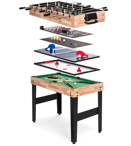 MULTI STÓŁ DO GIER 10w1 PIŁKARZYKI PING PONG DĄB