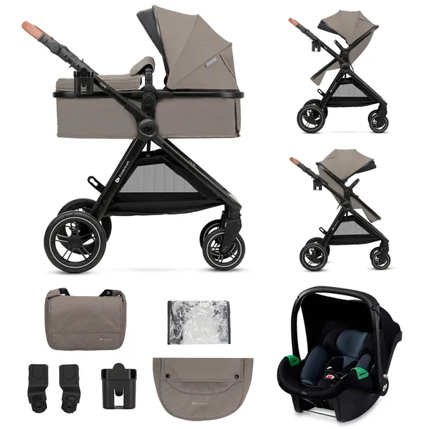 KINDERKRAFT ESME WÓZEK WIELOFUNKCYJNY 3W1 Z FOTELIKIEM MINK PRO SAND BEIGE