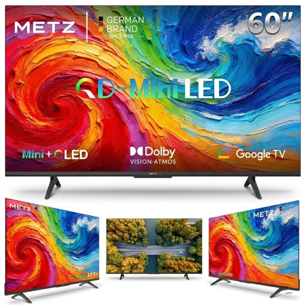 Telewizor 60" QD-Mini LED METZ 60MNH7000Z Google TV WiFi Smart TV DVBT2 HDR