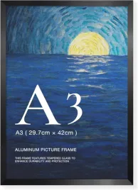 ramka-na-zdjecia-a3-czarne-szczotkowane-aluminium-szklo-hartowane