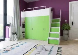 lozko-pietrowe-kiki-2-max-90x200-ze-schodkami-i-szafami-limonkowy-mat