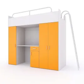 lozko-pietrowe-kiki-5-90x200-cm-z-biurkiem-i-drabinka-pomaranczowy-mat