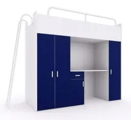 lozko-pietrowe-kiki-5-90x200-cm-z-biurkiem-i-drabinka-niebieski-mat
