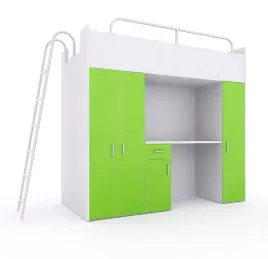 lozko-pietrowe-kiki-5-80x190-cm-z-biurkiem-i-drabinka-limonkowy-mat