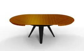 stol-okragly-duzy-s49-orzech-amerykanski-130-230-cm-czarna-metalowa-noga