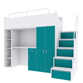 antresola-kiki-4-z-biurkiem-i-schodkami-80x190-cm-turkusowy-mat