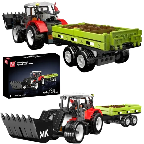 Traktor Z Przyczepą Mould King 24093 Ruchomy Ciągnik Rolniczy 504 el klocki