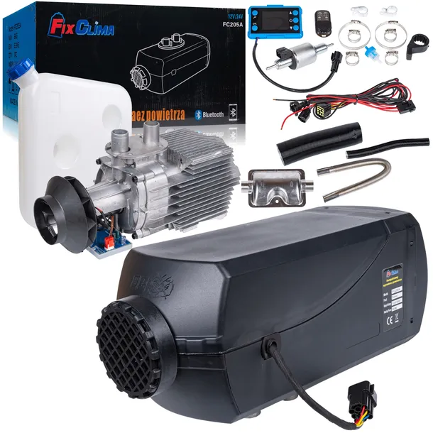 NAGRZEWNICA OLEJOWA SPALINOWA 12V 24V OGRZEWANIE POSTOJOWE Bluetooth LCD