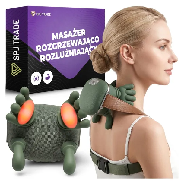 MASAŻER PLECÓW KARKU RAMION SHIATSU ŁAPKI UGNIATAJĄCY BEZPRZEWODOWY GRZANIE