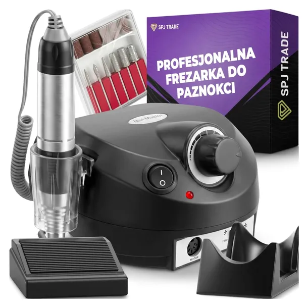 FREZARKA DO PAZNOKCI MANICURE PEDICURE PROFESJONALNA MOCNA 65W FREZY Czarna