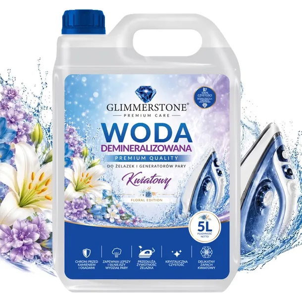Woda Perfumowana Destylowana do Żelazka i Generatora Pary KWIATOWA 5L