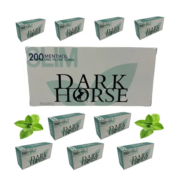 GILZY PAPIEROSOWE DARK HORSE SLIM MENTHOL 200 szt BIAŁE MIĘTOWE 7mm x 10