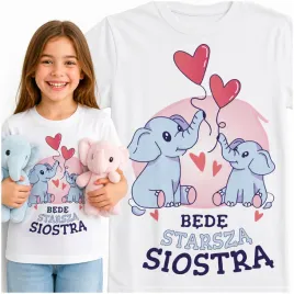 koszulka-bede-starsza-siostra-sloniki-t-shirt-dziewczecy-rozmiar-116-cm