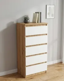 komoda-nowoczesna-50-cm-szuflady-bezuchwytowa-dab-artisan-bialy