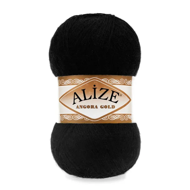 WŁÓCZKA ALIZE ANGORA GOLD AKRYL Z WEŁNĄ CZARNA 60
