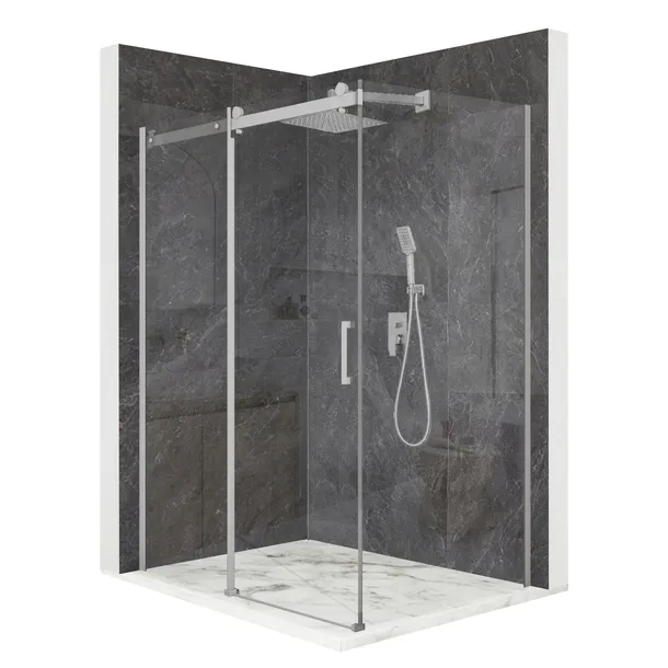 Kabina prysznicowa 120x90cm szkło ESG 8mm drzwi przesuwne chrom + powłoka