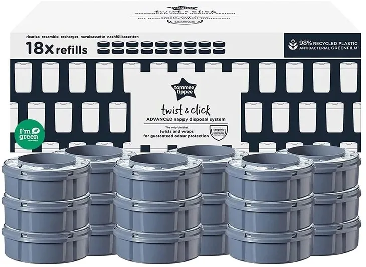 Tommee Tippee 18-pak Wkładów Sangenic do Pojemnika na Zużyte Pieluchy