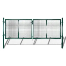 ciemnozielona-brama-ogrodzeniowa-stalowa-306-x-150-cm-z-akcesoriami