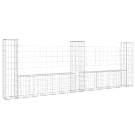 gabion-ogrodzeniowy-z-slupkami-zelazo-srebrny-260x20x100-cm