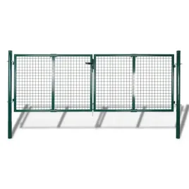 ciemnozielona-brama-ogrodzeniowa-stalowa-306-x-150-cm-z-akcesoriami