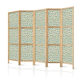 parawan-japonski-panelowy-5-czesci-zielone-kropki-plamki-styl-boho-225x172