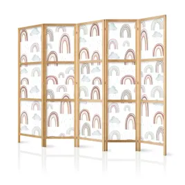 parawan-japonski-panelowy-5-czesci-dla-dzieci-tecze-chmurki-boho-225x172