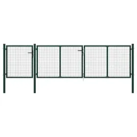 zielona-brama-ogrodzeniowa-ze-stali-400-x-150-cm-z-zamkiem-i-kluczykami