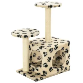 drapak-dla-kotow-z-domkiem-bezowy-w-lapki-40-x-30-x-60-cm