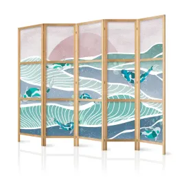 parawan-japonski-panelowy-5-czesci-zachod-slonca-rybki-koi-boho-225x172
