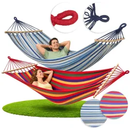 zestaw-2x-hamak-ogrodowy-100-x-200-cm-mocne-plotno-czerwony-i-niebieski