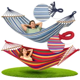 zestaw-2x-hamak-ogrodowy-100-x-200-cm-mocne-plotno-czerwony-i-niebieski