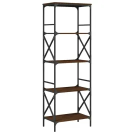 regal-na-ksiazki-brazowy-dab-59-x-35-x-171-cm-z-metalowa-rama