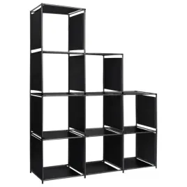 regal-schodkowy-z-9-przegrodkami-stal-i-tkanina-czarny-130x45x170-cm