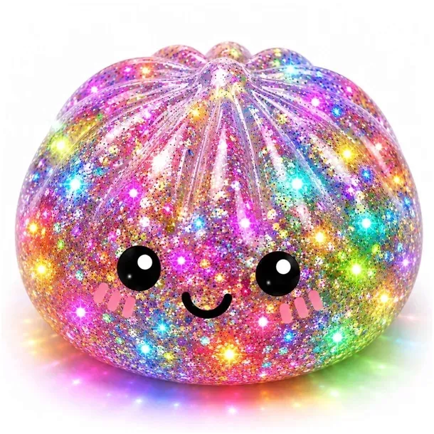 Dumpling Gniotek Świeci Pieróg Antystresowy Brokatowy Squishy Świecący Duży