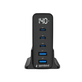ladowarka-sieciowa-uniwersalna-gembird-gan-2x-usb-a-3x-usb-c-pd-140w-czarna