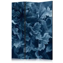 parawan-akustyczny-pokojowy-3-czesci-niebieskie-liscie-ornamenty-135x172
