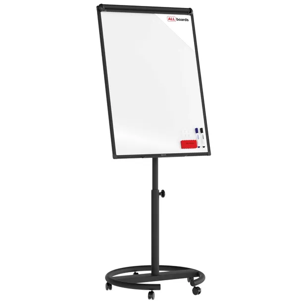 Flipchart suchościeralno-magnetyczny mobilny 100x70 cm czarny