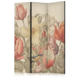 parawan-jednostronny-pokojowy-3-czesci-polne-kwiaty-tulipany-retro-135x172