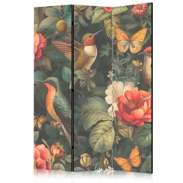parawan-jednostronny-pokojowy-3-czesci-ptaki-motyle-kwiaty-boho-135x172